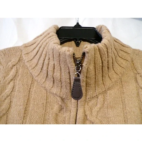 MSML25230502 Cable Knit 1/4 Zip Sweater XL Beige Men's Mock Neck Knit - Picture 3 of 7